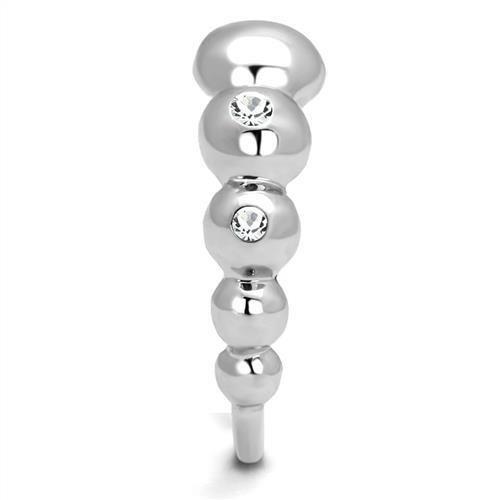 TK3087 High Polished Stainless Steel Ring featuring a clear AAA grade cubic zirconia center stone, showcasing a brilliant shine.