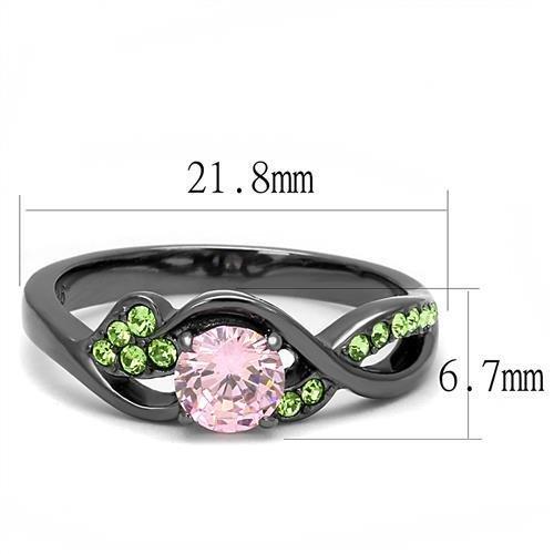 TK3132 IP Light Black Stainless Steel Ring featuring AAA Grade CZ stone in rose color, showcasing a modern and elegant design.