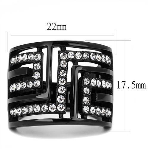 TK3134 IP Light Black Stainless Steel Ring featuring a clear top grade crystal, showcasing a modern and elegant design.