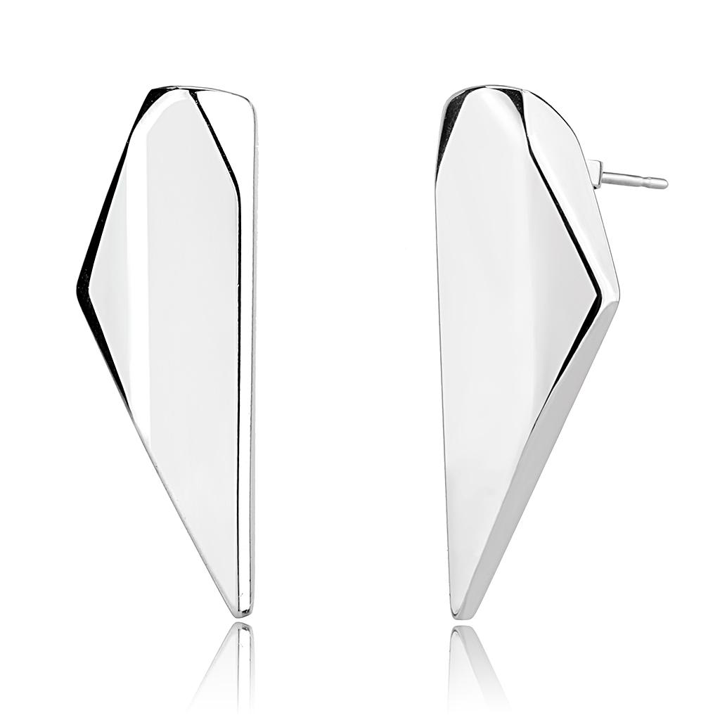 TK3160 Rhodium Stainless Steel Earrings showcasing a sleek, minimalist design without stones, perfect for everyday elegance.