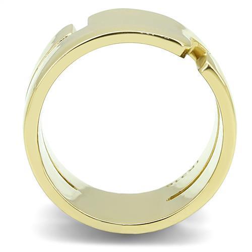 TK3118 IP Gold Stainless Steel Ring with a sleek design, featuring a shiny ion plating finish and no center stone.