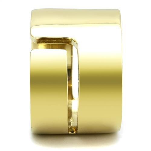 TK3118 IP Gold Stainless Steel Ring with a sleek design, featuring a shiny ion plating finish and no center stone.