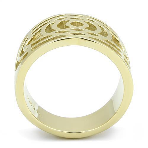 TK3119 IP Gold Stainless Steel Ring with a sleek design and no stone, showcasing its luxurious gold finish.