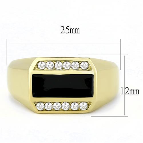 TK3222 IP Gold Stainless Steel Ring featuring a clear AAA Grade CZ center stone, showcasing its elegant design and luxurious finish.
