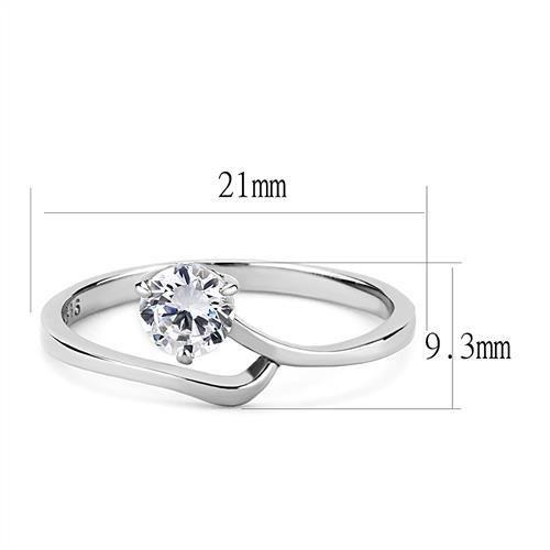 TK3257 High Polished Stainless Steel Ring featuring a clear AAA Grade CZ stone, showcasing a sleek and modern design.