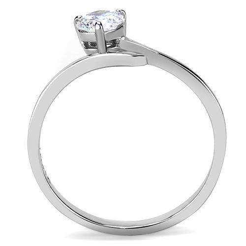 TK3257 High Polished Stainless Steel Ring featuring a clear AAA Grade CZ stone, showcasing a sleek and modern design.