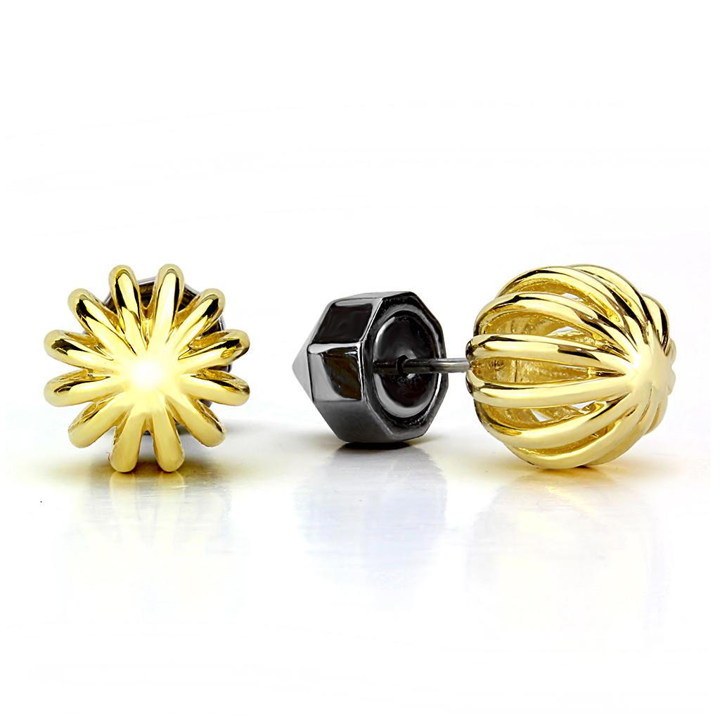 TK3298 stainless steel earrings with IP Gold+ and IP Black ion plating, showcasing a stylish and elegant design.