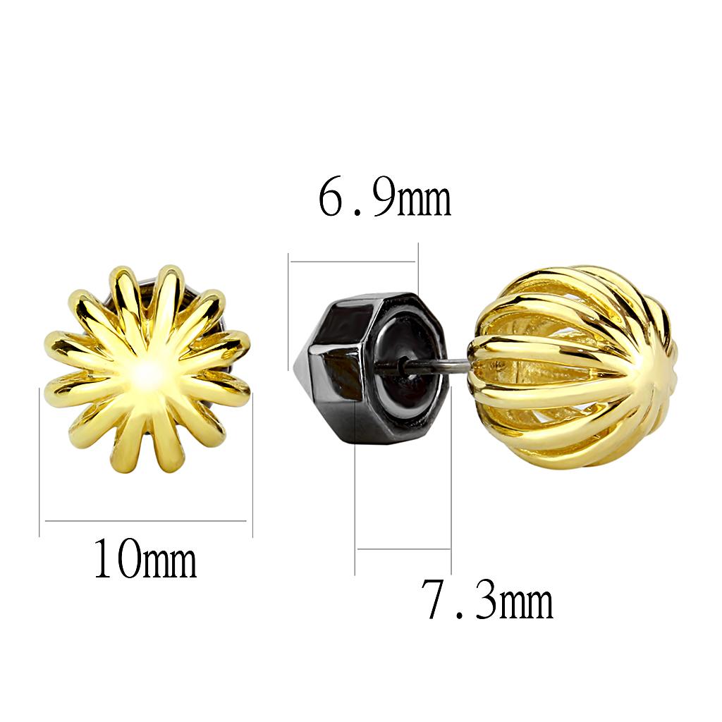 TK3298 stainless steel earrings with IP Gold+ and IP Black ion plating, showcasing a stylish and elegant design.