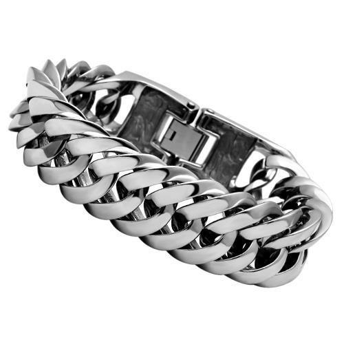 TK340 High Polished Stainless Steel Bracelet showcasing its sleek design and shiny finish.