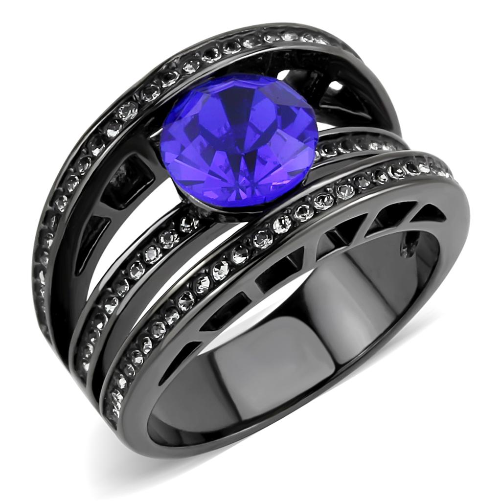 TK3453 IP Light Black Stainless Steel Ring featuring a top-grade sapphire crystal, showcasing a modern and elegant design.
