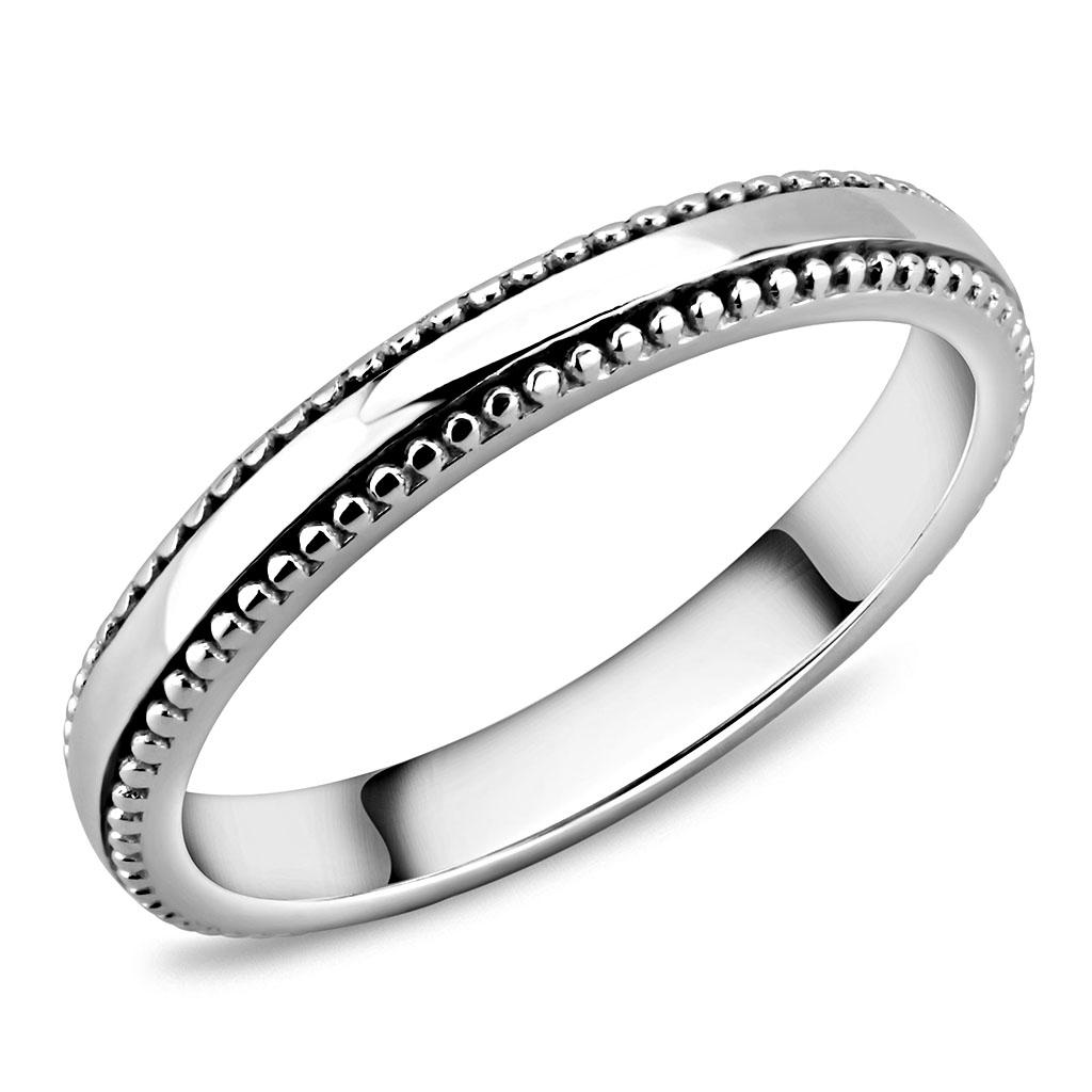 TK3503 High Polished Stainless Steel Ring with a sleek, shiny finish, showcasing its minimalist design without any stones.