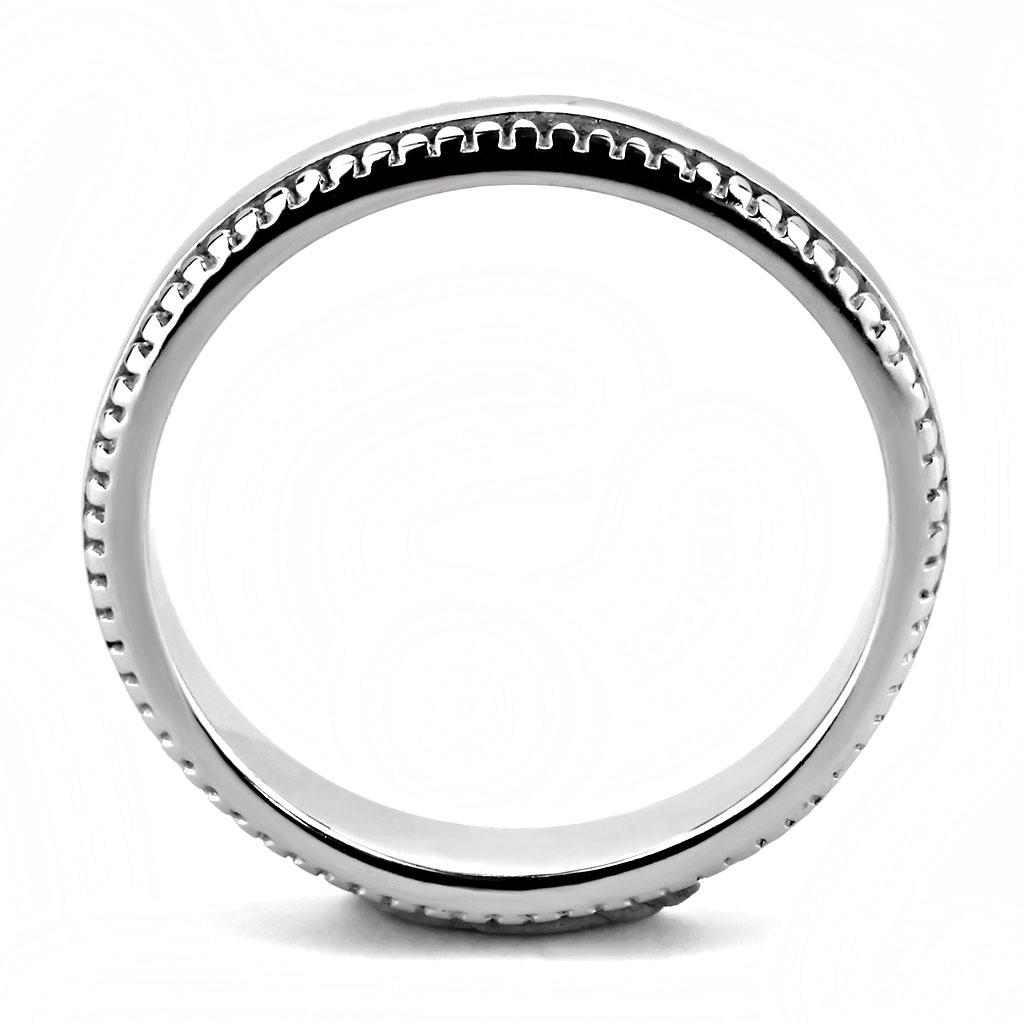 TK3503 High Polished Stainless Steel Ring with a sleek, shiny finish, showcasing its minimalist design without any stones.