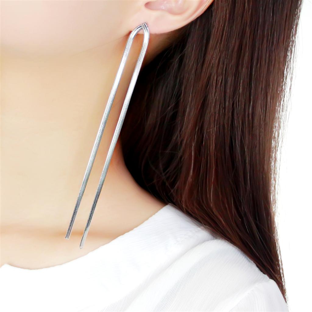 TK3530 High Polished Stainless Steel Earrings showcasing a shiny, elegant design without any plating.