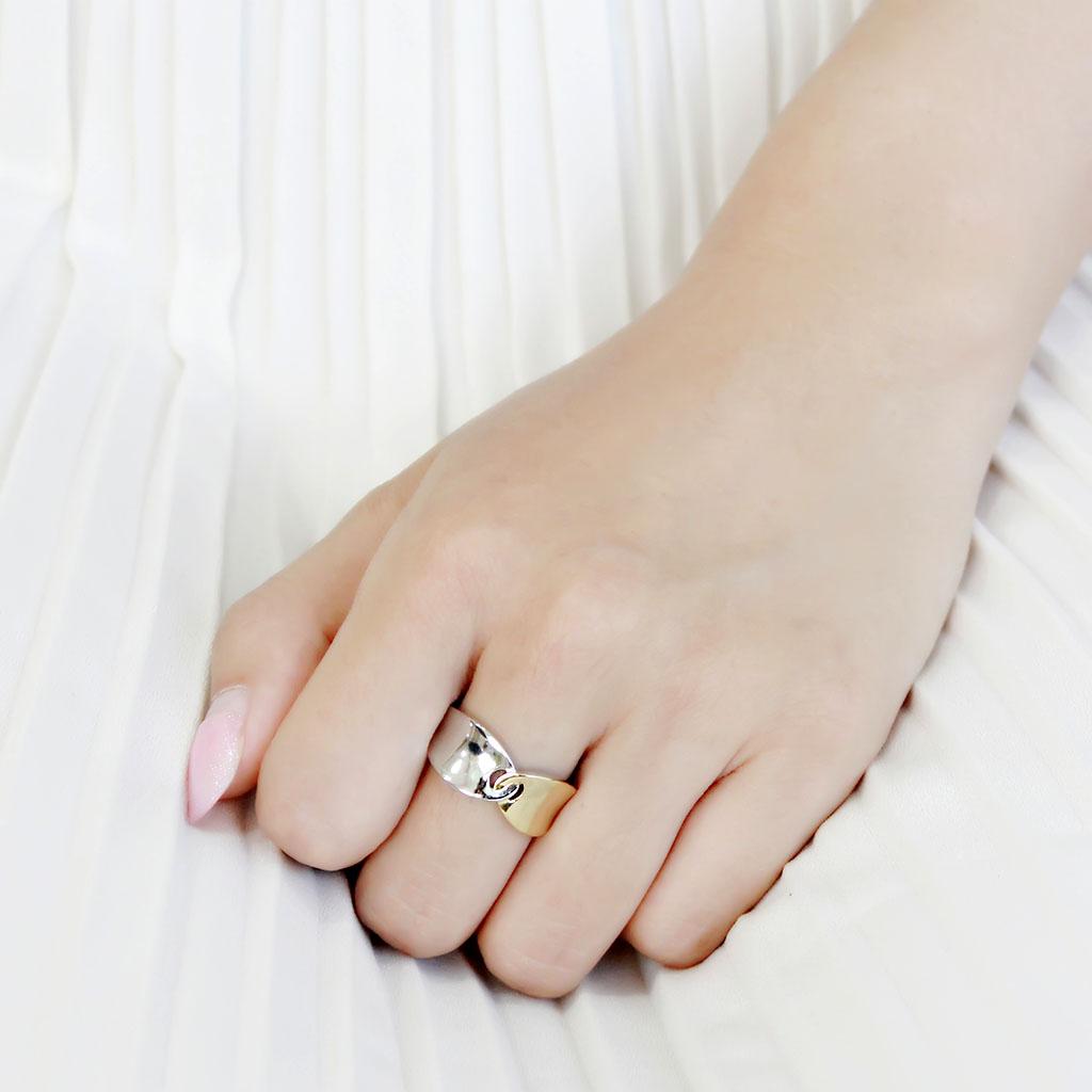 TK3630 Two-Tone IP Gold Stainless Steel Ring showcasing its elegant design and finish.