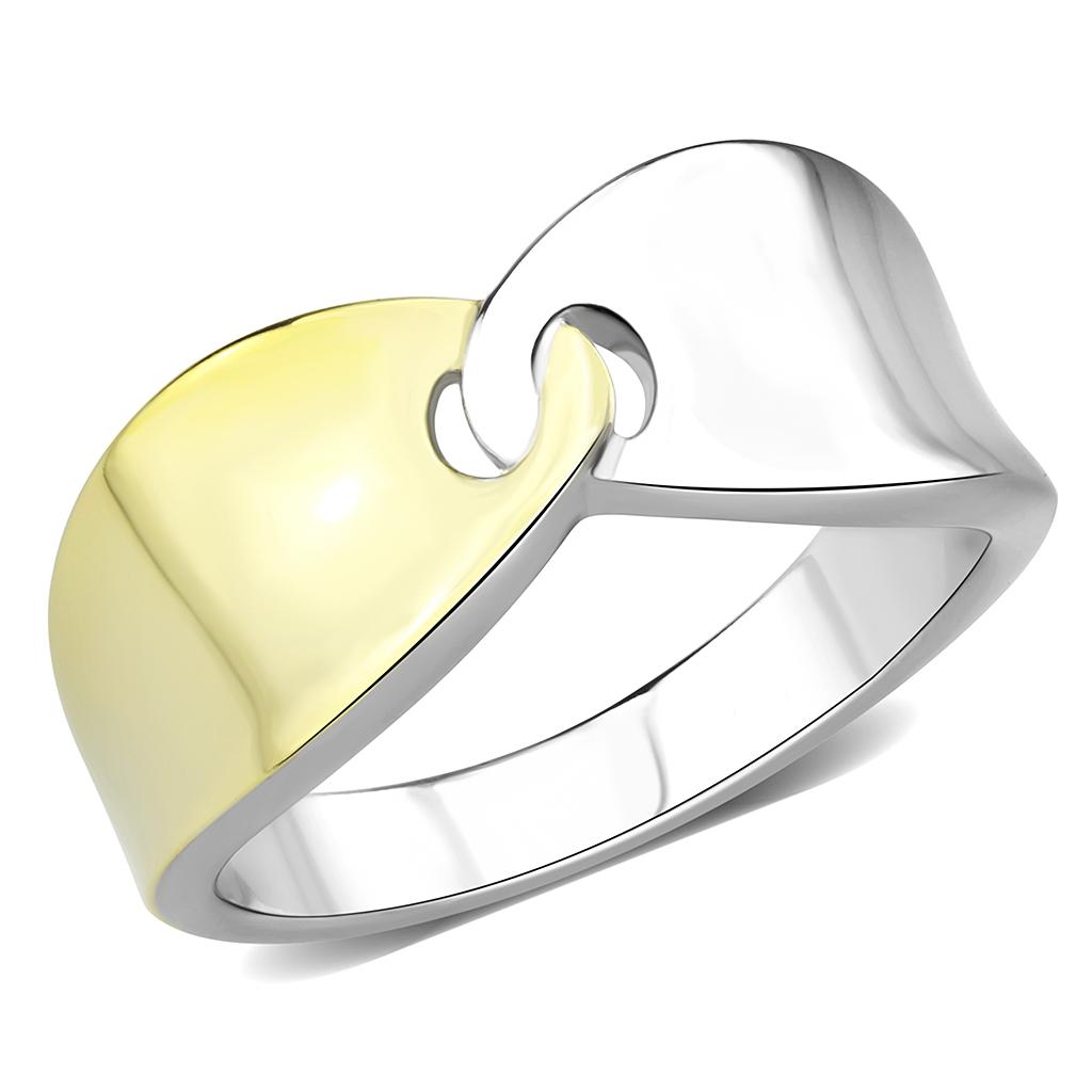 TK3630 Two-Tone IP Gold Stainless Steel Ring showcasing its elegant design and finish.