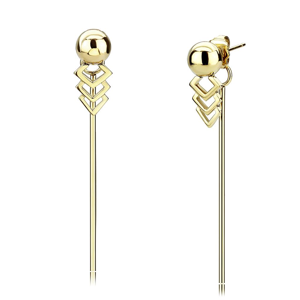TK3650 IP Gold Stainless Steel Earrings with a sleek design, showcasing a luxurious gold finish and no stone embellishments.