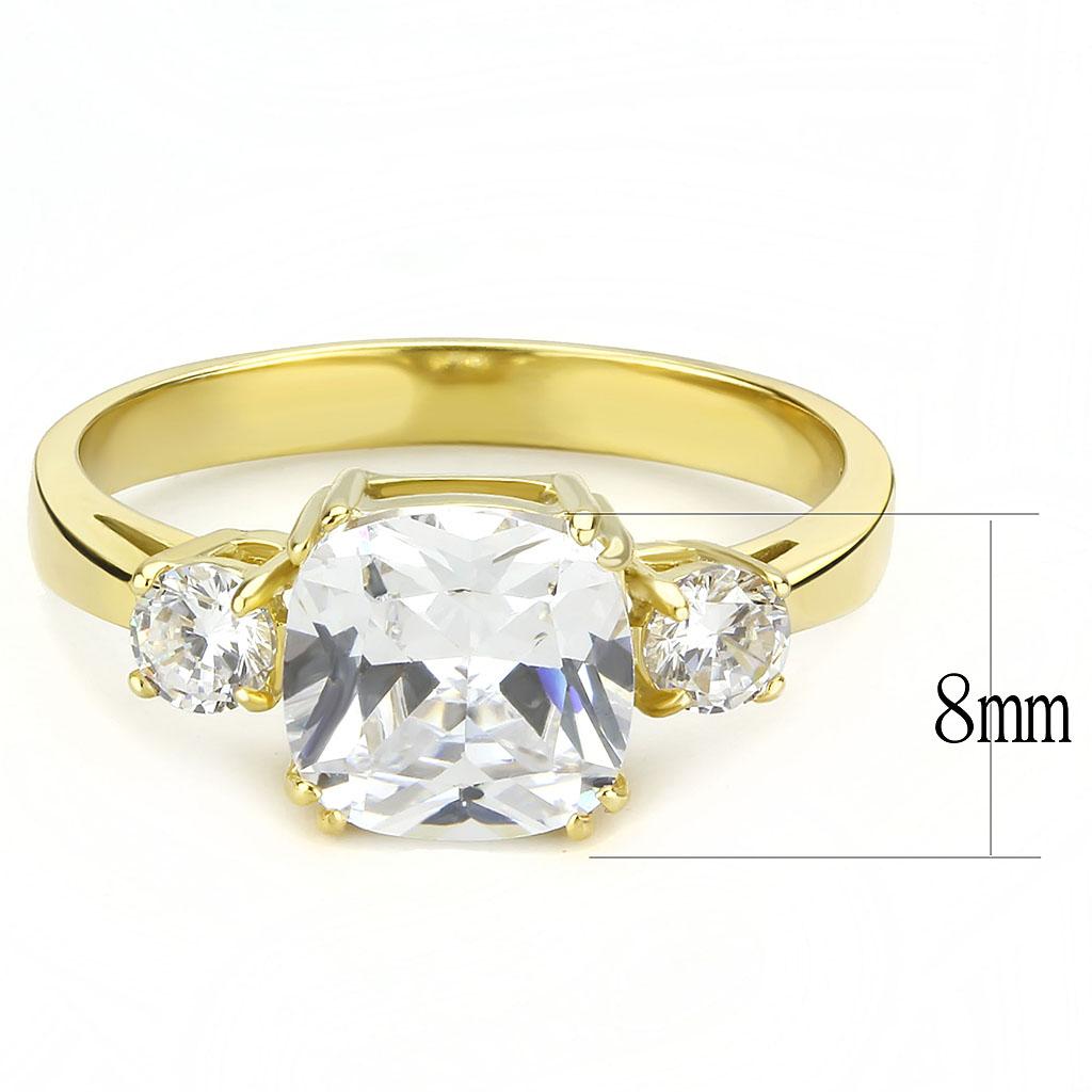 TK3674 IP Gold Stainless Steel Ring featuring a clear AAA Grade CZ stone, showcasing its elegant design and luxurious finish.