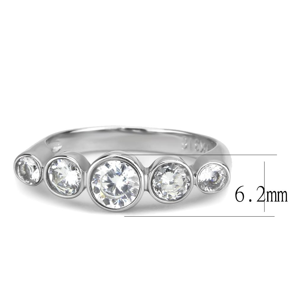 TK3697 High Polished Stainless Steel Ring featuring a clear AAA Grade CZ stone, showcasing a sleek and modern design.