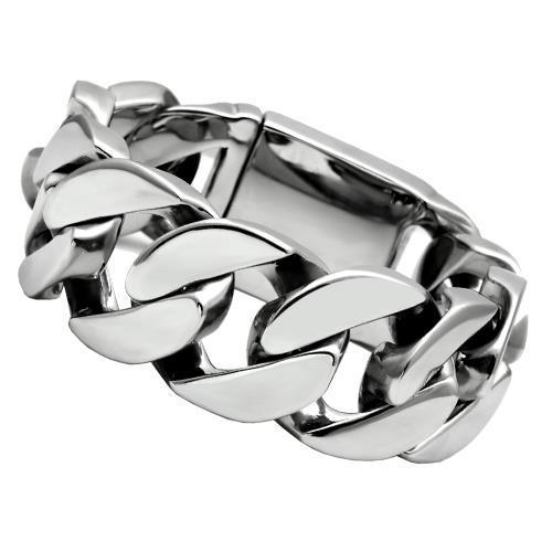 TK338 High Polished Stainless Steel Bracelet showcasing its sleek design and shiny finish, perfect for everyday wear.