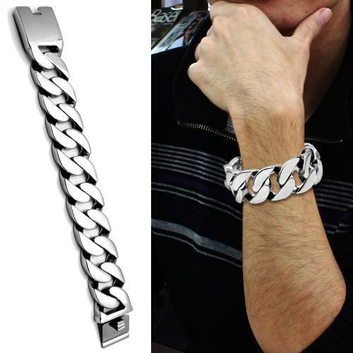 TK338 High Polished Stainless Steel Bracelet showcasing its sleek design and shiny finish, perfect for everyday wear.