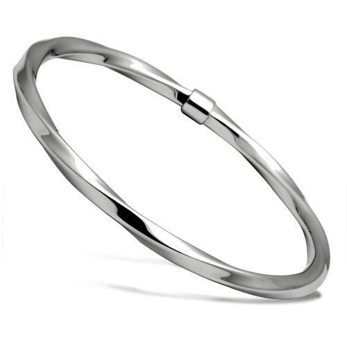 TK410 High Polished Stainless Steel Bangle with a sleek design, showcasing its shiny surface and lightweight structure.