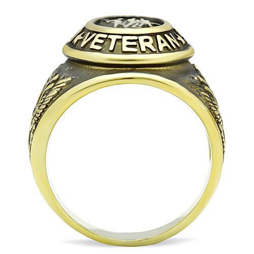 TK414704G IP Gold Stainless Steel Ring featuring a jet epoxy center stone, showcasing its elegant design and luxurious finish.
