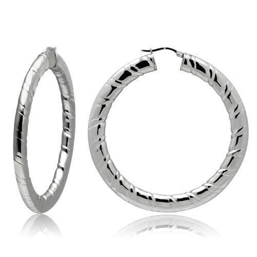 TK415 High Polished Stainless Steel Earrings showcasing a sleek and shiny design without any stones.