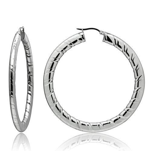 TK418 High Polished Stainless Steel Earrings showcasing a sleek and shiny design without any plating.