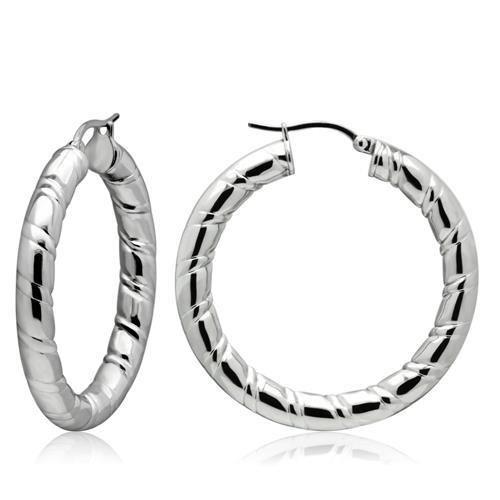 TK431 High Polished Stainless Steel Earrings showcasing a sleek and shiny finish, perfect for any occasion.