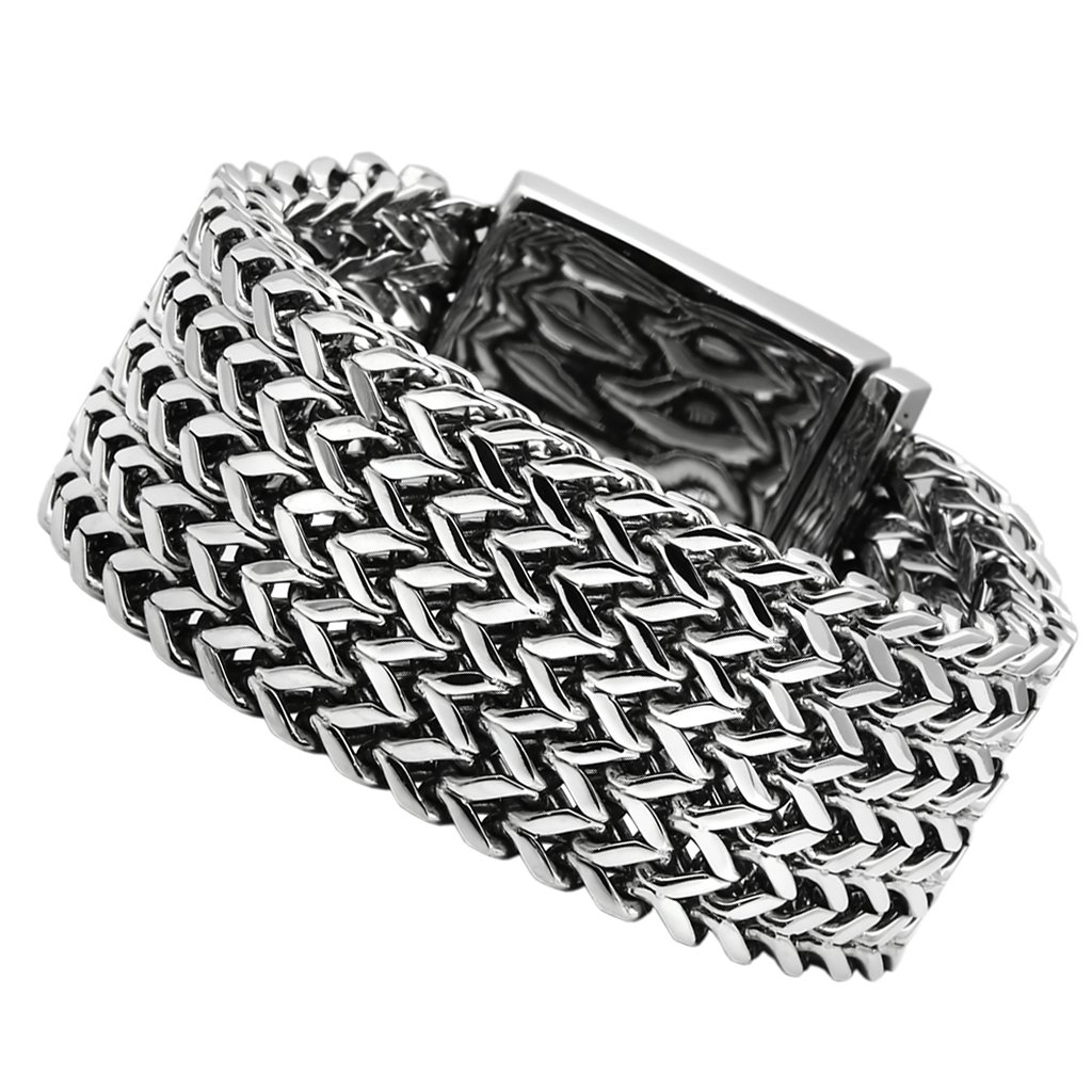 TK451 High Polished Stainless Steel Bracelet showcasing its sleek design and shiny finish.