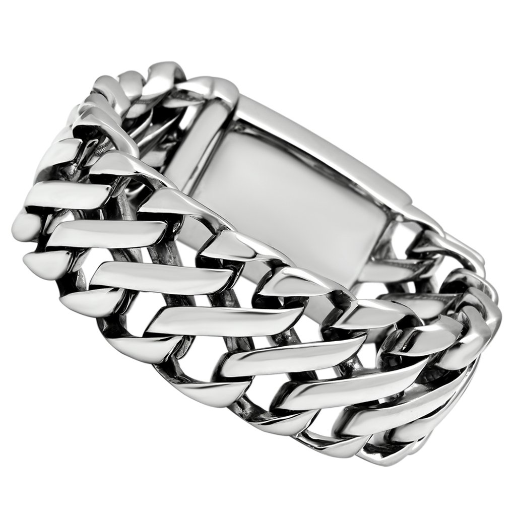 TK447 High Polished Stainless Steel Bracelet showcasing its sleek design and shiny finish, perfect for everyday wear.