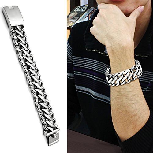 TK447 High Polished Stainless Steel Bracelet showcasing its sleek design and shiny finish, perfect for everyday wear.