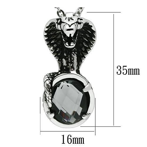 TK552 High Polished Stainless Steel Necklace featuring a jet acrylic center stone, showcasing a sleek and modern design.