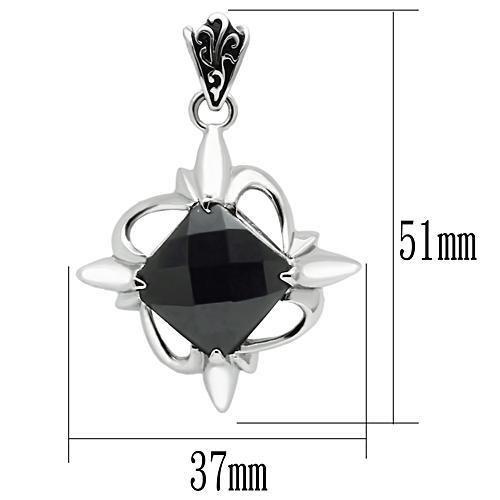TK560 High Polished Stainless Steel Chain Pendant featuring a synthetic onyx stone, showcasing its elegant design and shiny finish.