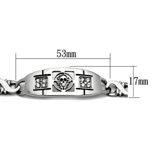 TK574 High Polished Stainless Steel Bracelet featuring AAA Grade Clear CZ stone, showcasing a sleek and elegant design.