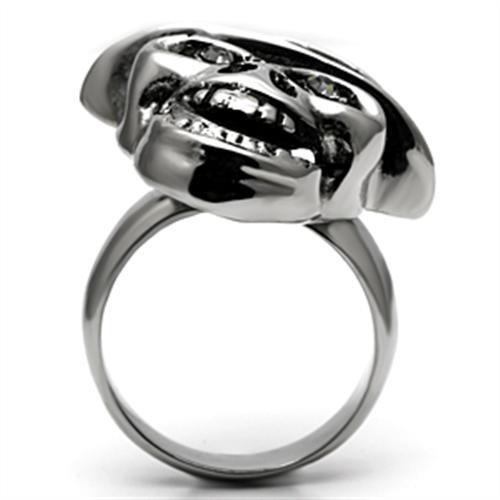TK605 High Polished Stainless Steel Ring featuring a Top Grade Black Diamond, showcasing its elegant design and shiny finish.