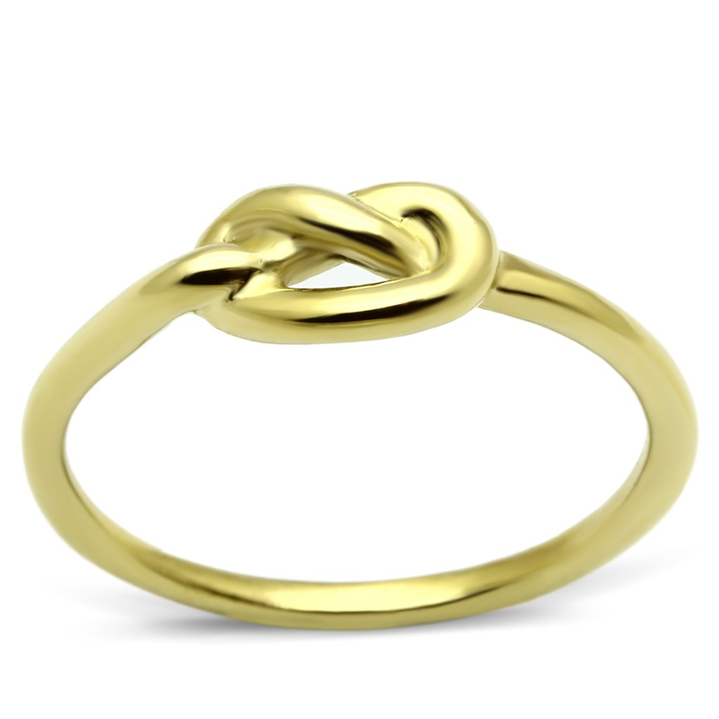 TK630G IP Gold Stainless Steel Ring with a sleek, minimalist design, featuring a shiny gold finish and no center stone.