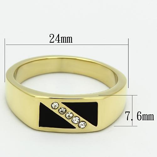 TK775 IP Gold Stainless Steel Ring featuring a clear top-grade crystal, showcasing its elegant design and luxurious finish.