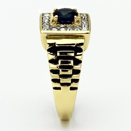 TK754 Two-Tone IP Gold Stainless Steel Ring featuring a synthetic glass center stone in Montana color.
