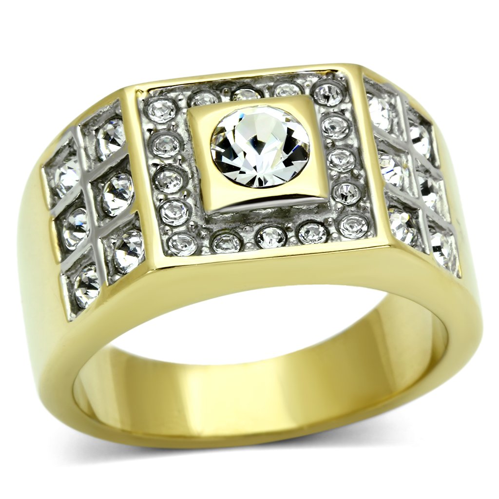 Gold ring with multiple diamonds.
