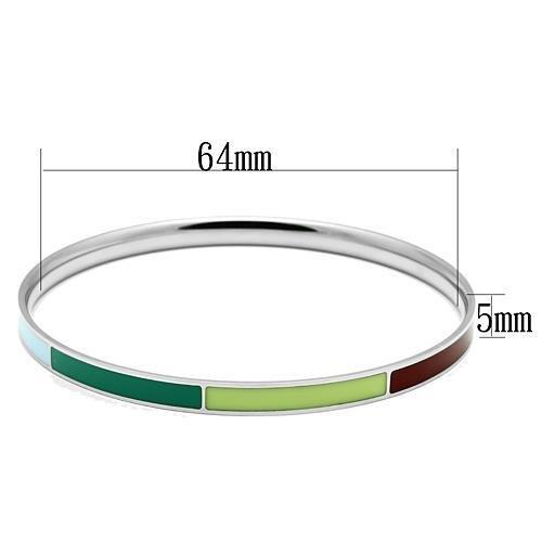 TK783 High Polished Stainless Steel Bangle featuring a vibrant multi-color epoxy stone, showcasing a sleek and modern design.