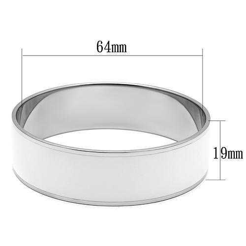 TK784 High Polished Stainless Steel Bangle featuring a white epoxy center stone, showcasing its elegant design and shiny finish.