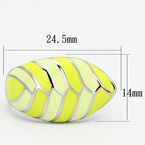 TK801 High Polished Stainless Steel Ring featuring a vibrant multi-color epoxy stone, showcasing its elegant design and shiny finish.