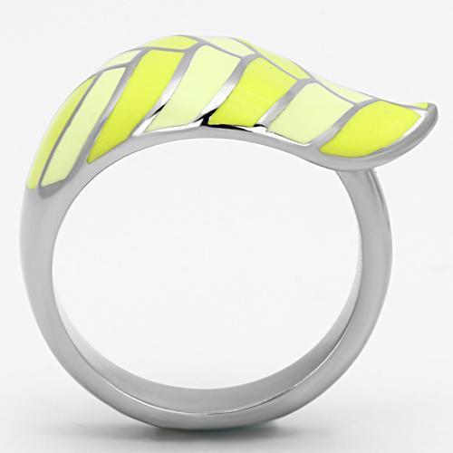 TK801 High Polished Stainless Steel Ring featuring a vibrant multi-color epoxy stone, showcasing its elegant design and shiny finish.