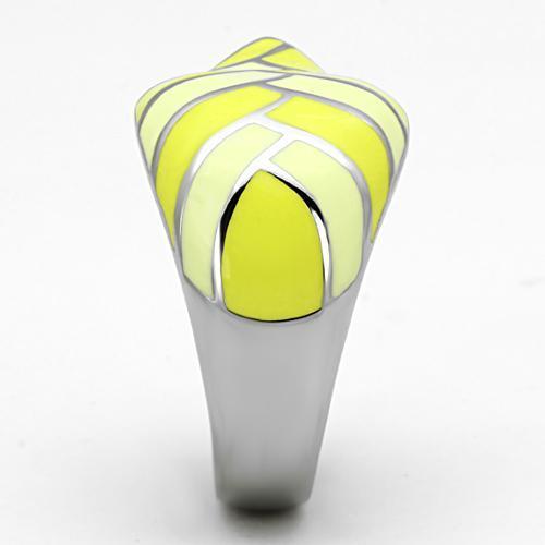 TK801 High Polished Stainless Steel Ring featuring a vibrant multi-color epoxy stone, showcasing its elegant design and shiny finish.