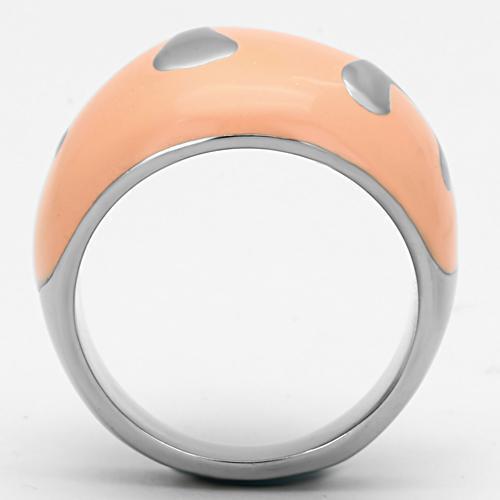 TK802 High Polished Stainless Steel Ring featuring a vibrant orange epoxy center stone, showcasing a sleek and modern design.