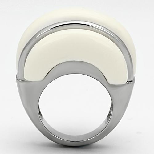 TK807 High Polished Stainless Steel Ring featuring a vibrant synthetic citrine stone, showcasing its elegant design and shiny finish.