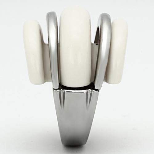 TK807 High Polished Stainless Steel Ring featuring a vibrant synthetic citrine stone, showcasing its elegant design and shiny finish.