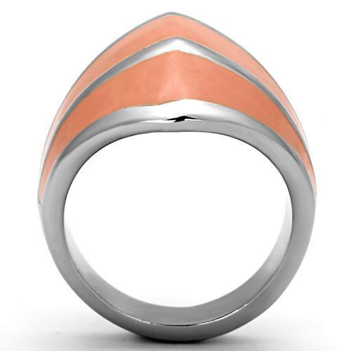 TK822 High Polished Stainless Steel Ring featuring a vibrant orange epoxy center stone, showcasing a sleek and modern design.