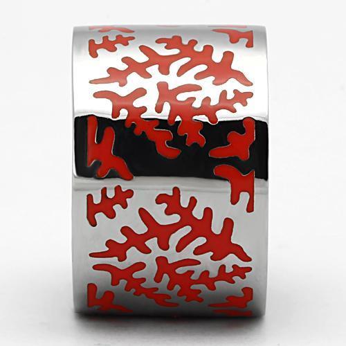 TK821 High Polished Stainless Steel Ring featuring a vibrant Siam epoxy center stone, showcasing a sleek and modern design.